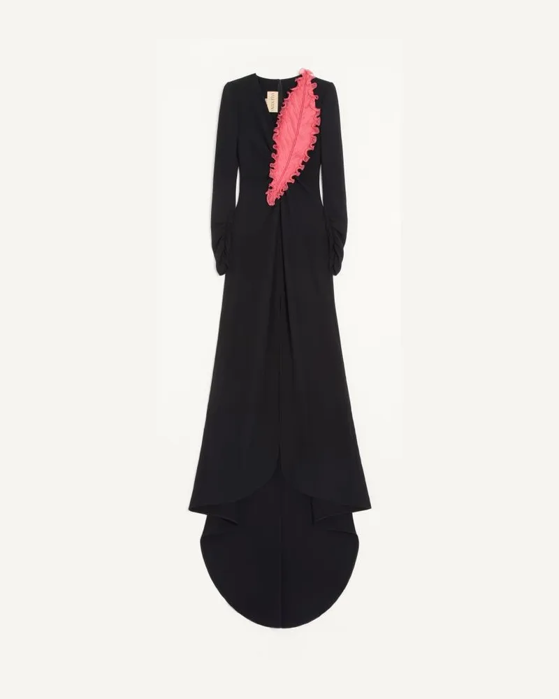 Valentino Garavani Cady Couture Kleid Mit Stickerei Frau SCHWARZ/FUCHSIE Schwarz