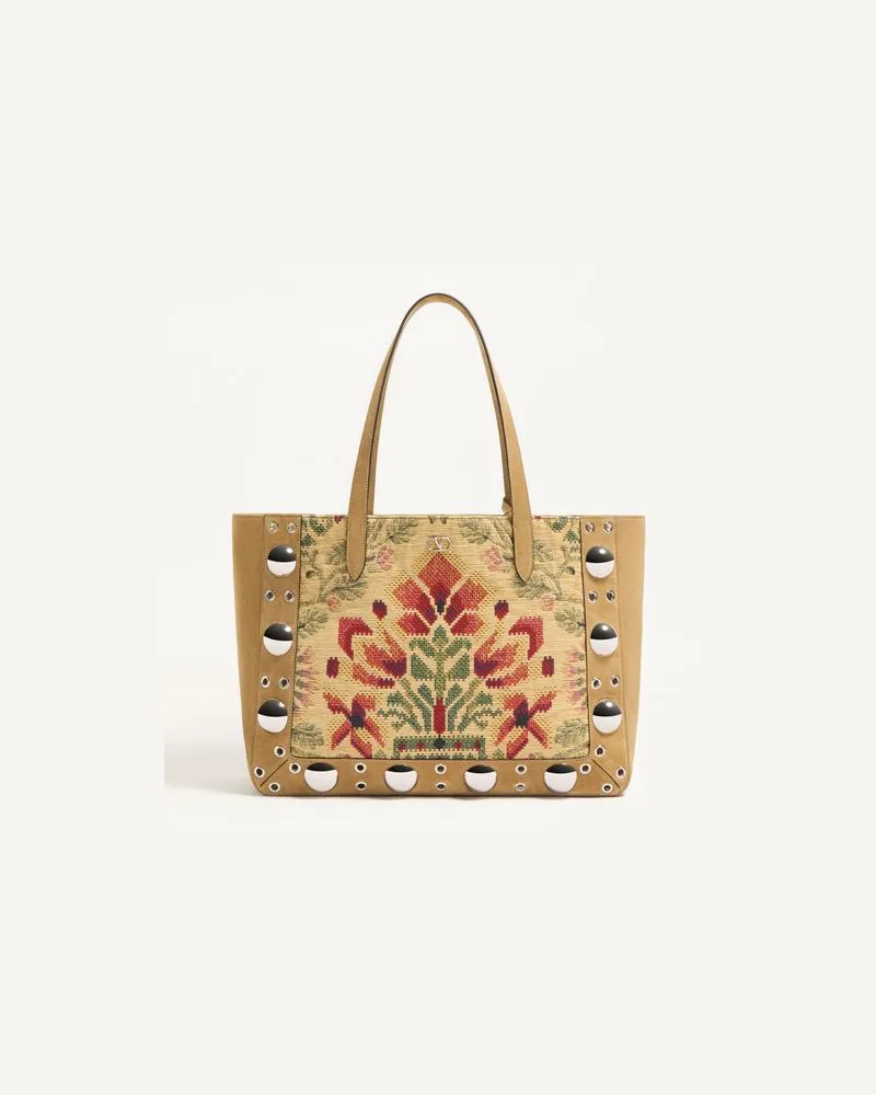 Valentino Garavani Valentino Garavani Nellcôte Mittelgrosser Shopper Aus Jacquard Mann HAVANA BEIGE/MULTICOLOR Havana