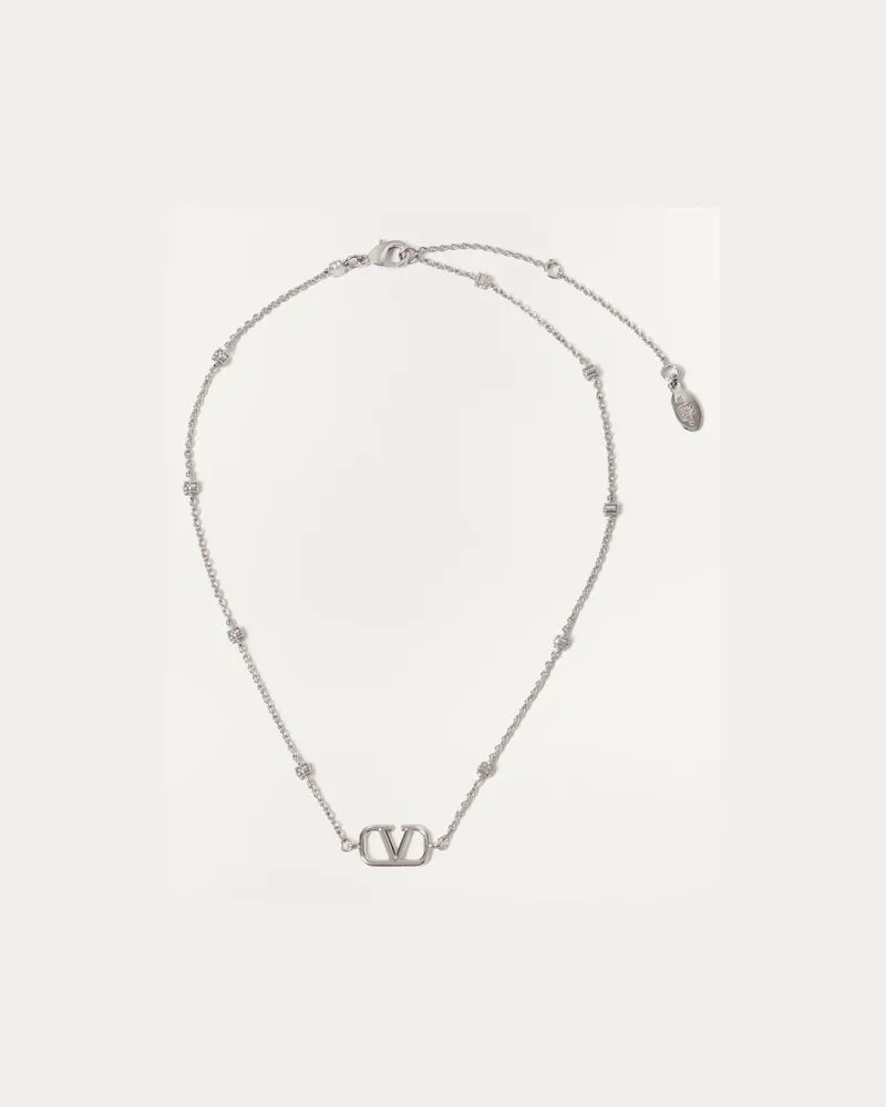 Valentino Garavani Mini Vlogo Signature Metallkette Mit Swarovski®-Kristallen Frau PALLADIUM Palladium