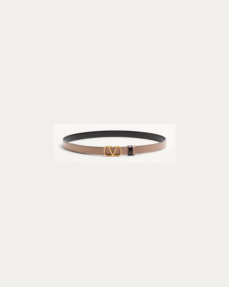Valentino Garavani Wendegürtel Vlogo Signature Aus Glänzendem Kalbsleder 20 Mm Frau SMOKEY BROWN/SCHWARZ Smokey