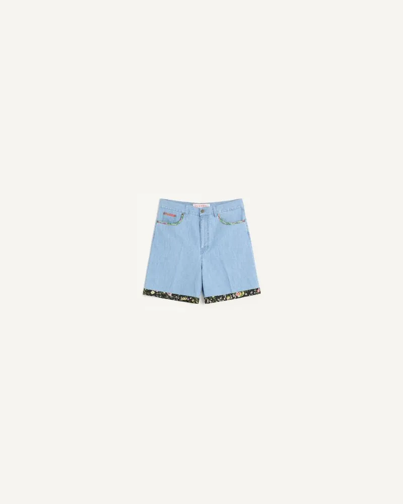Valentino Garavani Bermudashorts Aus Denim Mit Blumenprint Am Saum Mann DENIM Denim