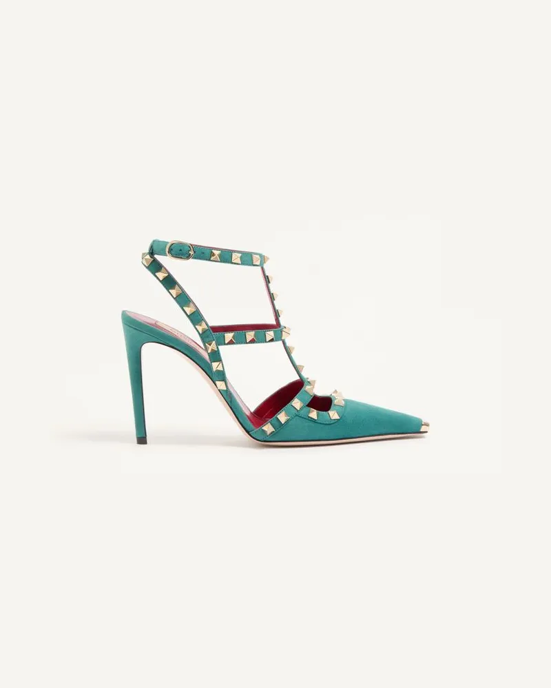 Valentino Garavani Rockstud Wildlederpumps 100mm Frau AQUAMARIN Aquamarin
