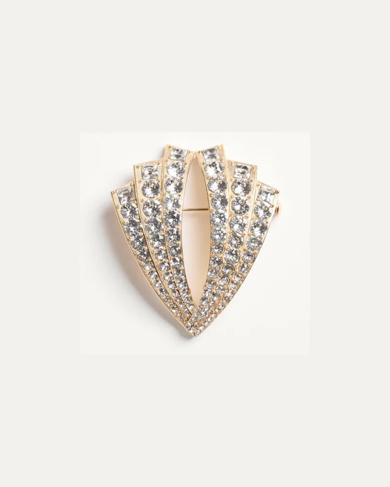 Valentino Garavani Je Les V Brosche aus Metall und Swarovski-Kristallen Frau GOLD/CRYSTAL Gold