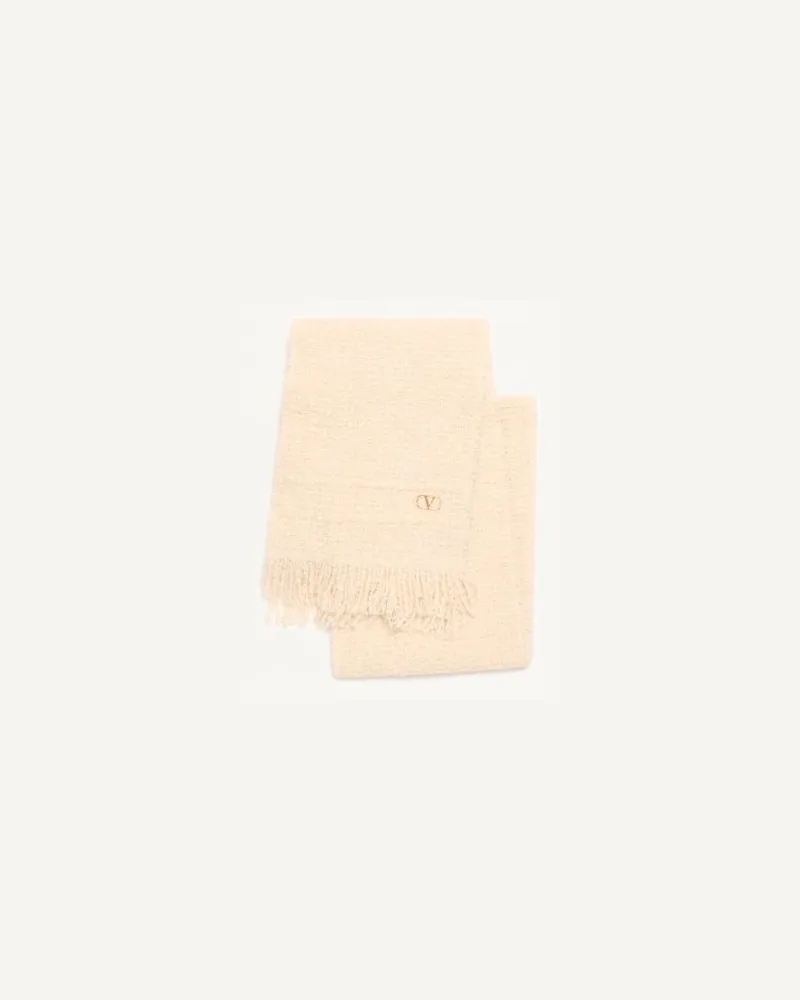 Valentino Garavani VLogo Signature Schal Aus Wolle, Kaschmir Und Seide Frau BUTTER/GOLD Butter