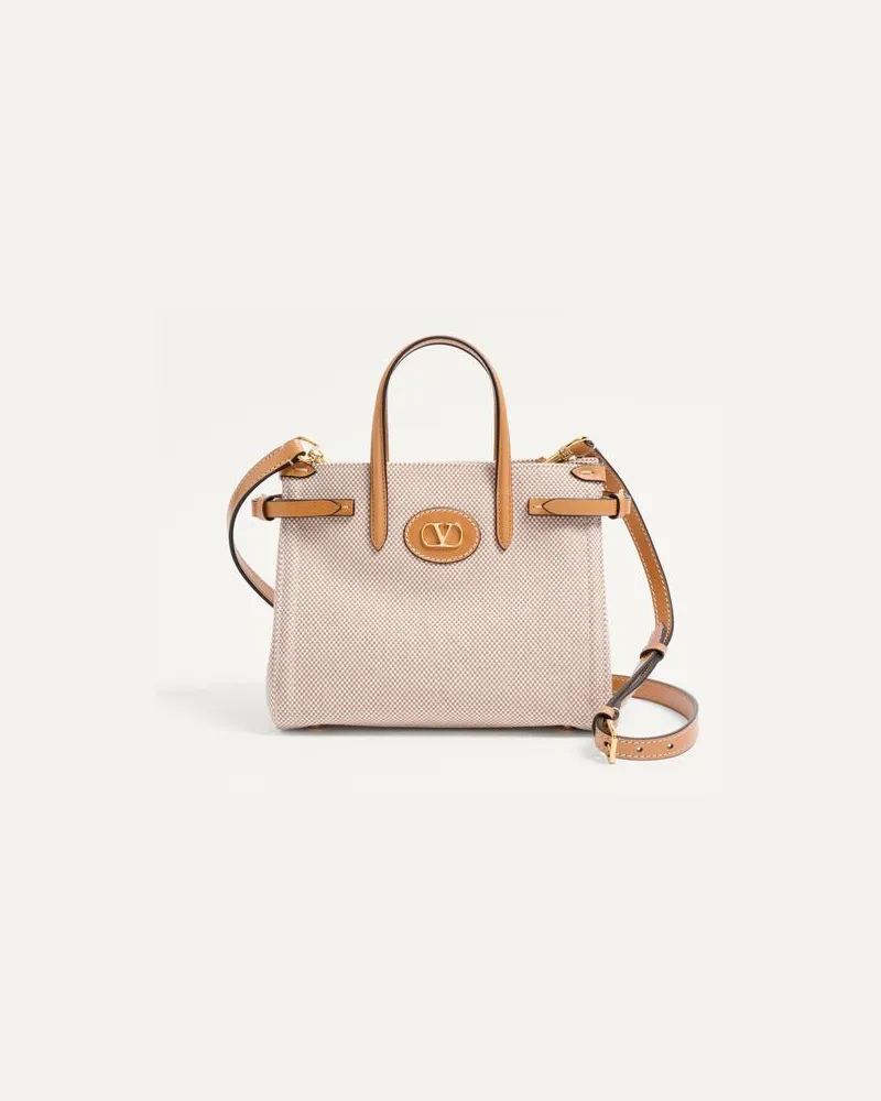 Valentino Garavani Valentino Garavani Antibes Kleiner Shopper Aus Canvas Frau NATUR Natur