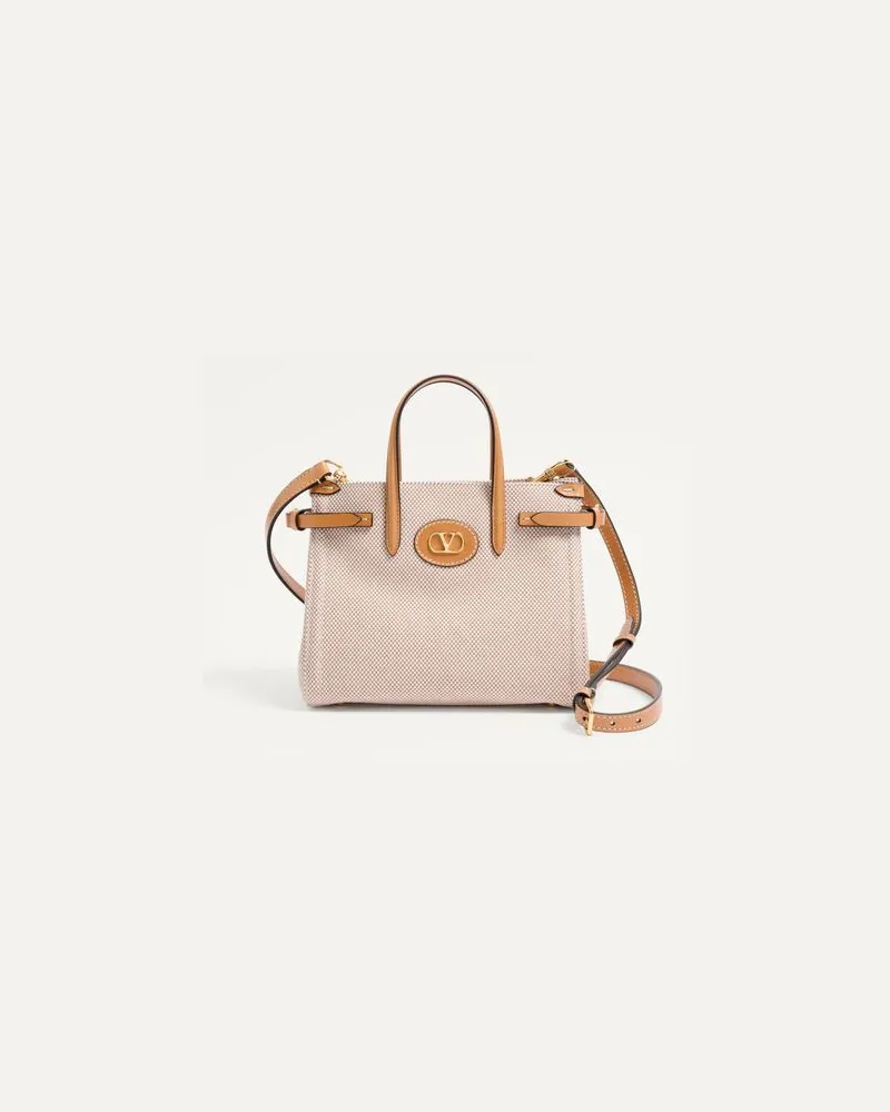 Valentino Garavani Valentino Garavani Antibes Kleiner Shopper Aus Canvas Frau NATUR Natur
