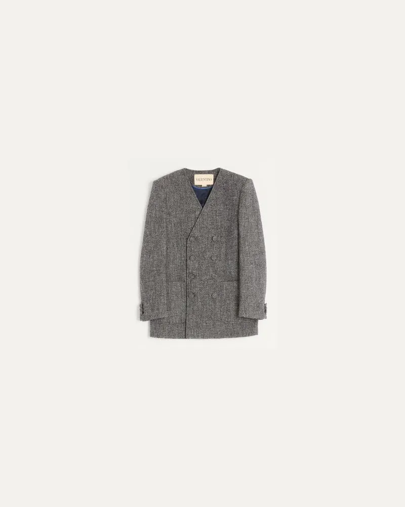 Valentino Garavani Veste Croisée Valentino En Laine Bouclée Mélangée Mann GRAU Grau