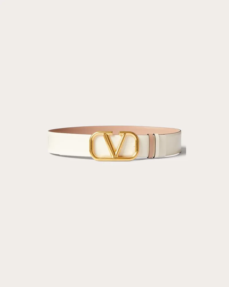 Valentino Garavani Wendegürtel Vlogo Signature Aus Glänzendem Kalbsleder, 40 Mm Frau ROSE CANNELLE Rose