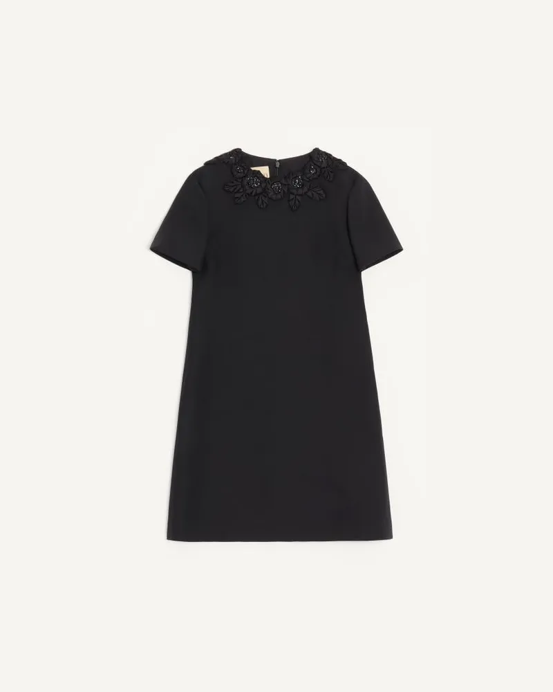 Valentino Garavani BESTICKTES KURZES CREPE COUTURE KLEID Frau SCHWARZ Schwarz