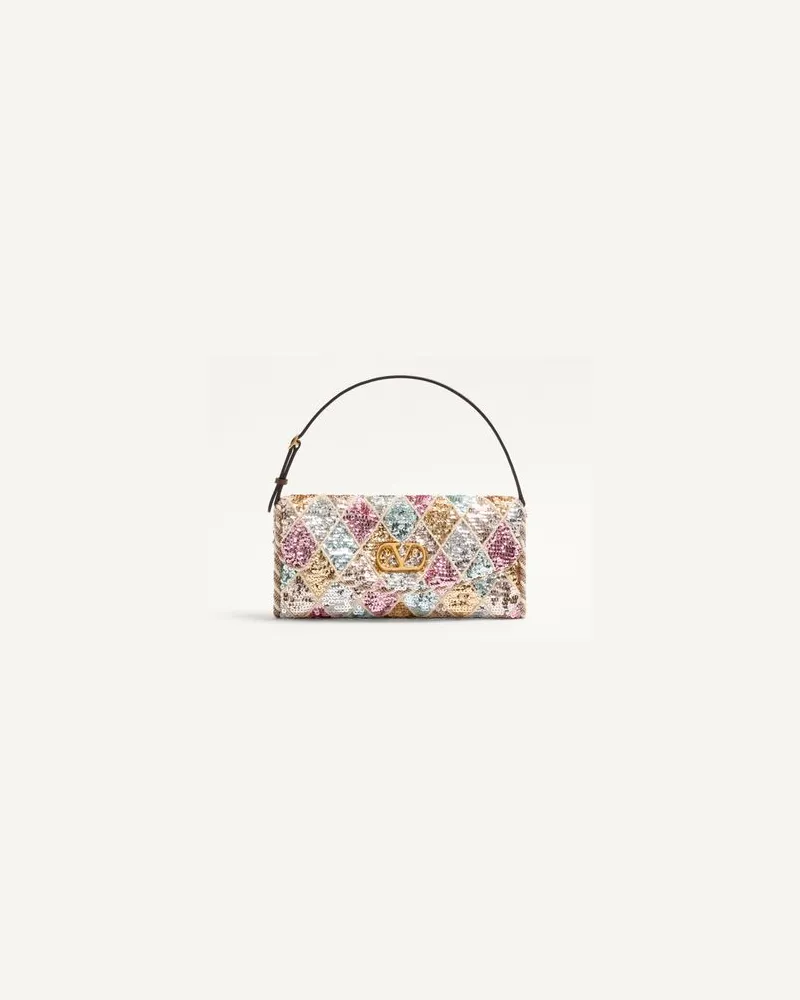Valentino Garavani Valentino Garavani Vain Weiche, kleine Schultertasche mit Rhombelle-Stickerei. Frau MULTICOLOR Multicolor