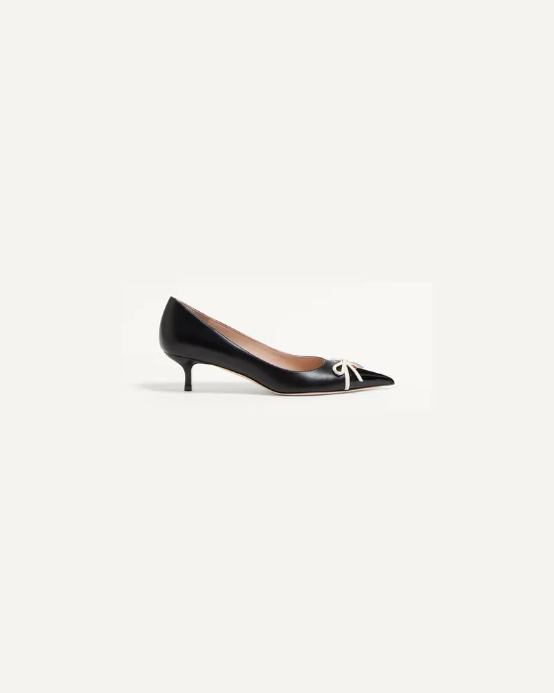 Valentino Garavani Bepointy Pumps Aus Lackleder Und Ziegenleder 45 Mm Frau SCHWARZ/ELFENBEIN Schwarz