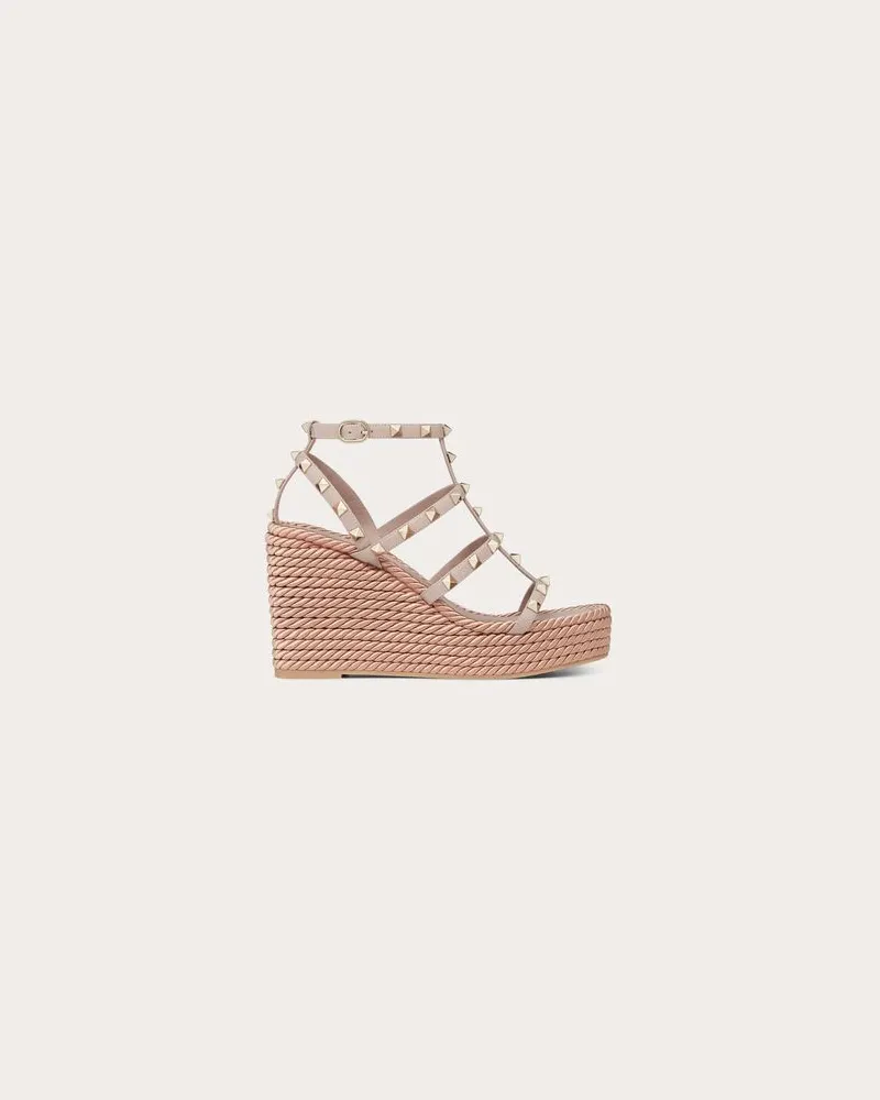 Valentino Garavani Wedges Rockstud Aus Kalbsleder Mit Riemen Und 95 Mm-Absatz Frau POUDRE Poudre