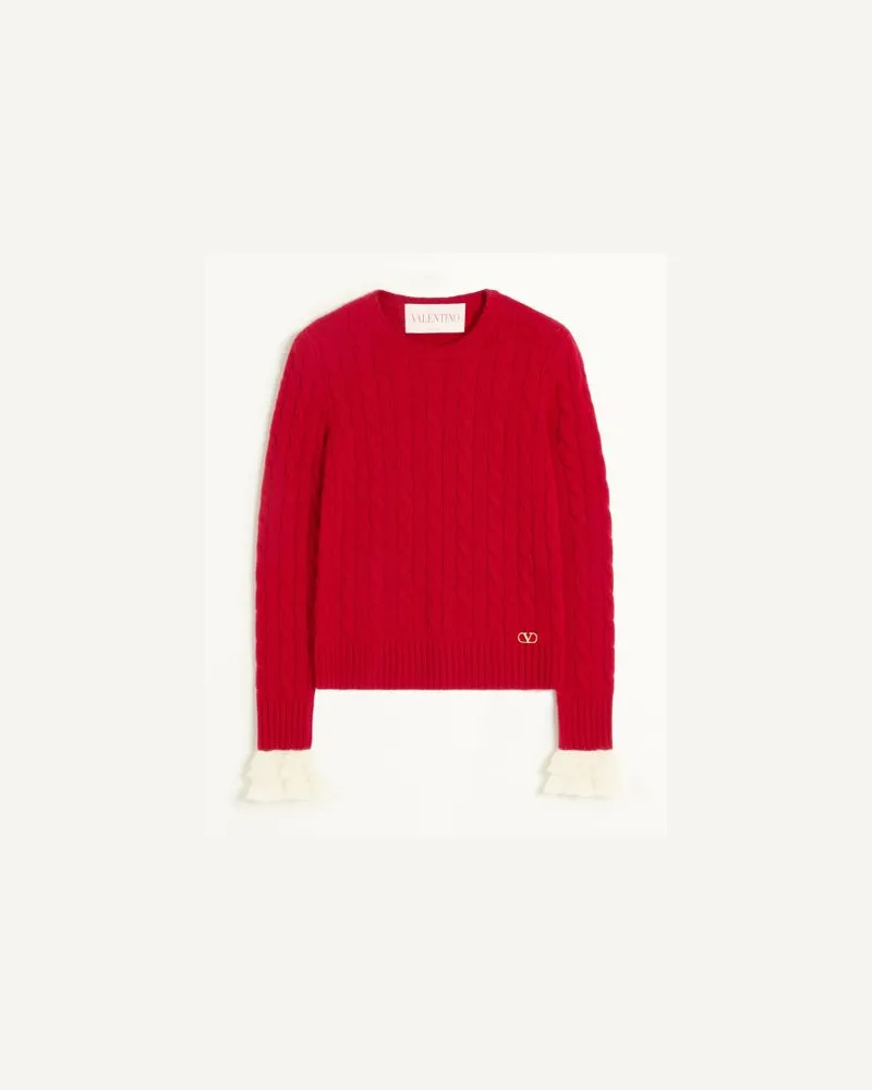 Valentino Garavani Pullover Aus Kaschmir Frau ROT/ELFENBEIN Rot