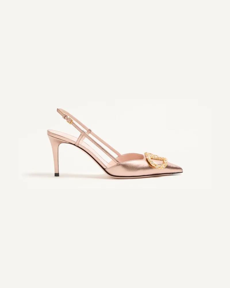 Valentino Garavani VLogo Signature Slingpumps Aus Lackiertem Nappaleder, 80 Mm Frau ROSE CANNELLE/CRYSTAL Rose