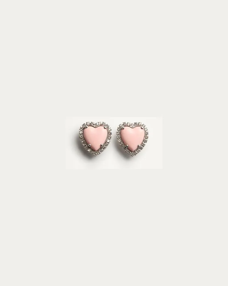 Valentino Garavani Coeur Hyperbole Ohrringe Aus Metall, Kunstharz Und Swarovski® Kristallen Frau PALLADIUM/ROSA Palladium