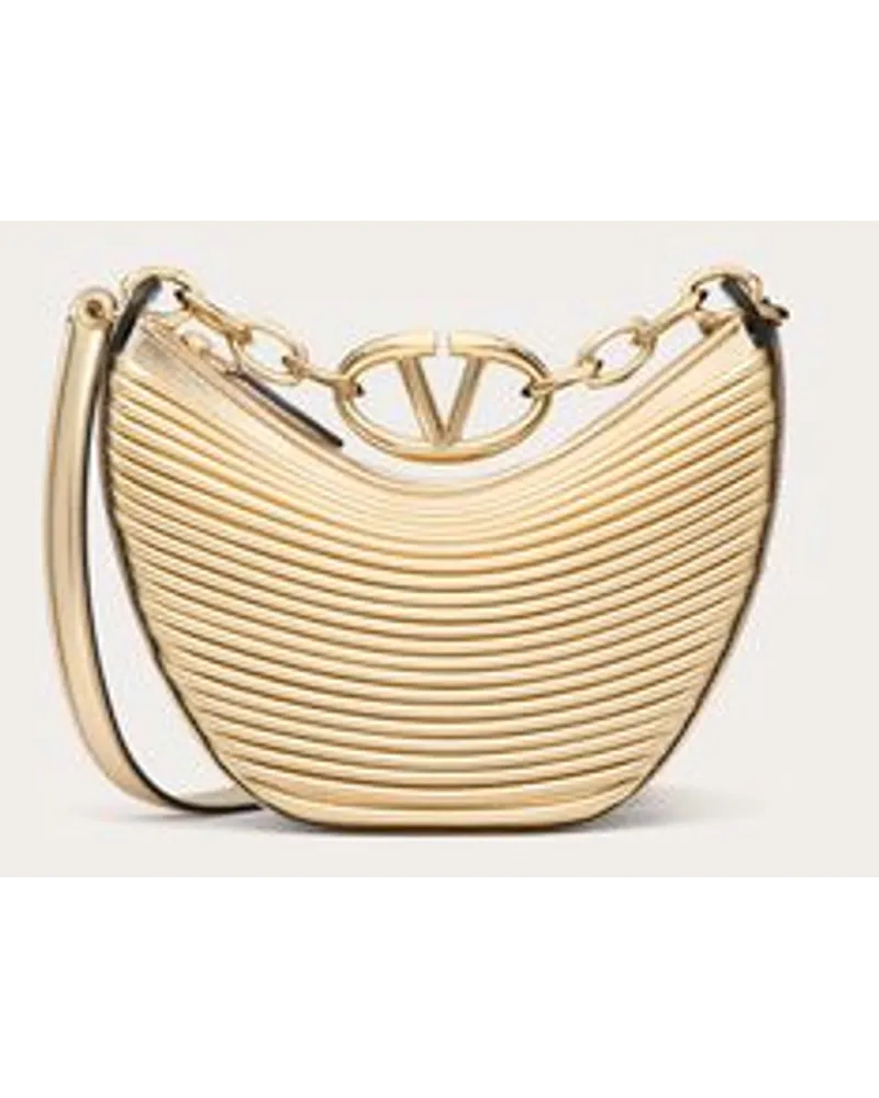 Valentino Garavani MINI HOBO BAG VLOGO MOON aus NAPPALEDER mit METALLIC-EFFEKT und KETTE Frau Gold