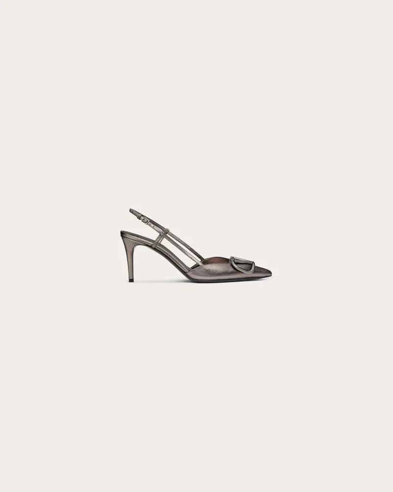 Valentino Garavani Vlogo Signature Slingpumps Aus Lackiertem Nappaleder, 80 Mm Frau DUNKELGRAU Dunkelgrau