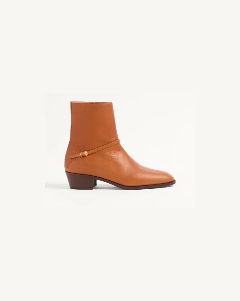 Valentino Garavani Pat Stiefelette Aus Ziegenleder Mann ROASTED PECAN Roasted