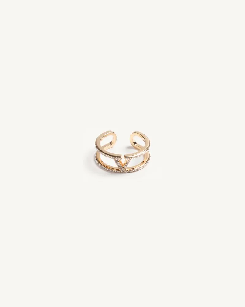 Valentino Garavani Valentino Vlogo Signature Ring aus Metall mit Strass und Swarovski-Kristallen Frau GOLD/CRYSTAL Gold
