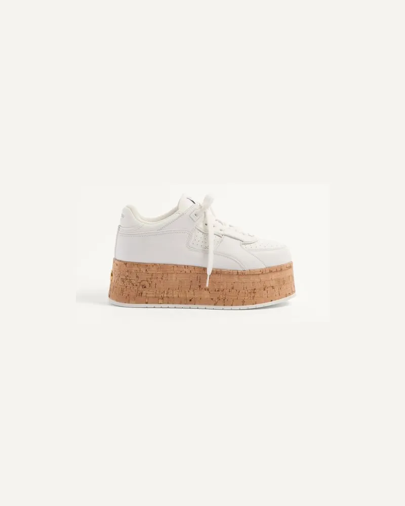 Valentino Garavani Freedots Xl Sneakers Aus Kalbsleder Und Kork Frau WEIß Weiß
