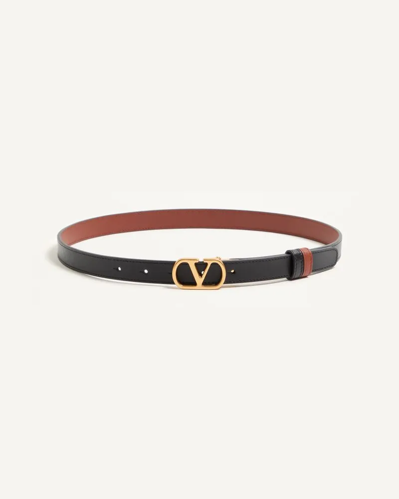 Valentino Garavani VLogo Signature Wendegürtel Aus Glänzendem Kalbsleder, 20 mm Frau SCHWARZ/DEEP CARAMEL Schwarz