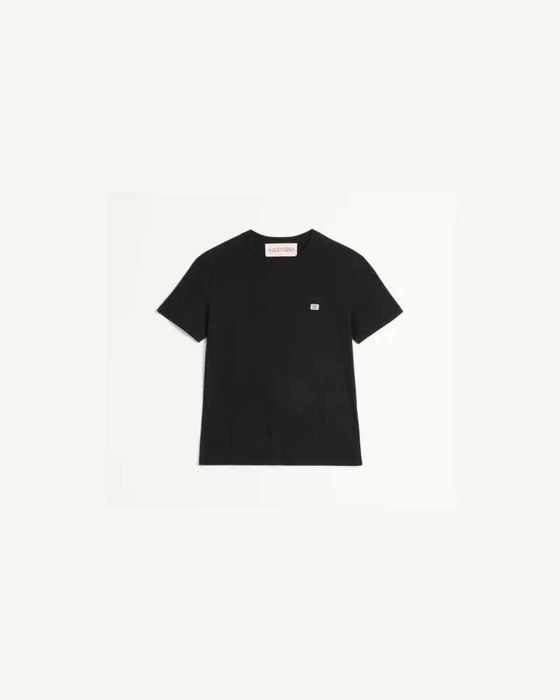 Valentino Garavani T-Shirt Aus Baumwolle Mit Vlogo Patch Mann SCHWARZ Schwarz