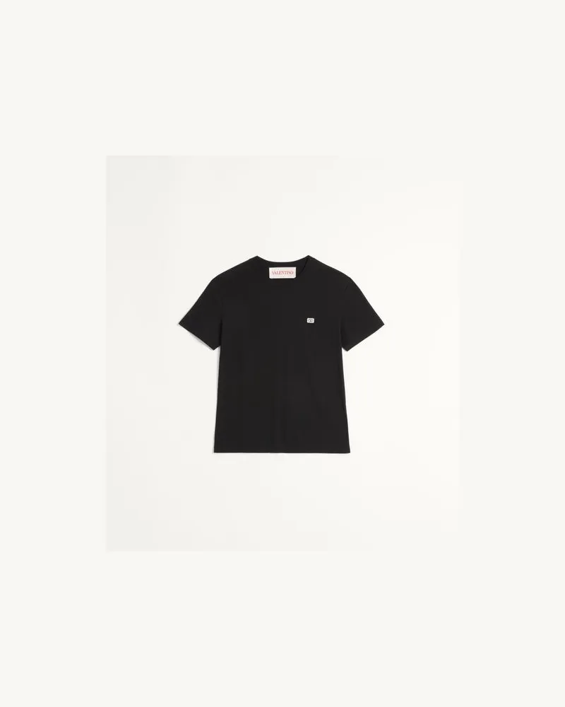 Valentino Garavani T-Shirt Aus Baumwolle Mit Vlogo Patch Mann SCHWARZ Schwarz