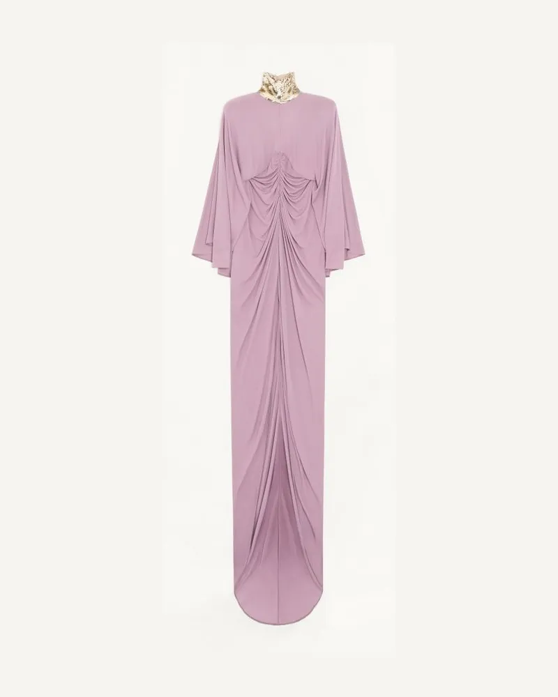 Valentino Garavani Langes Kleid aus besticktem Jersey-Crêpe Frau LILA Lila