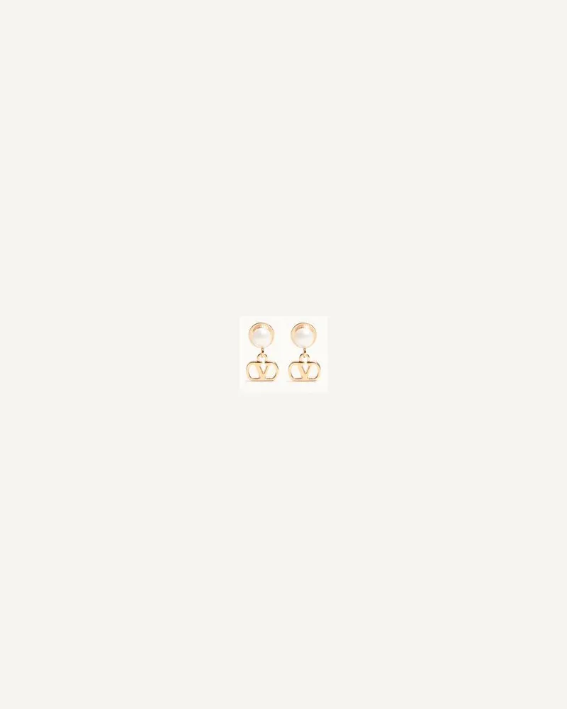 Valentino Garavani Vlogo Signature Ohrringe Aus Metall Und Perlen Frau GOLD/CREME Gold