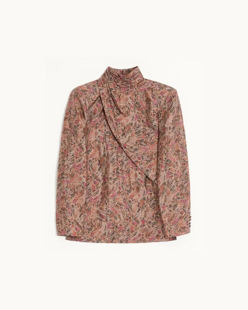 Valentino Garavani Valentino Hemd aus Viskose und Seide mit drapiertem Schalkragen und durchgehendem Urbs-Print Mann TERRAKOTTA/MULTICOLOR Terrakotta
