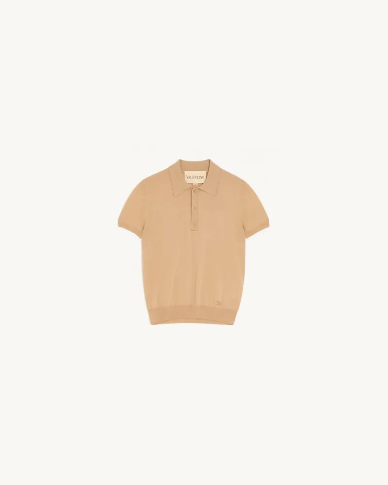 Valentino Garavani Valentino-Poloshirt Aus Wolle Mit Vlogo-Stickerei Mann BEIGE Beige