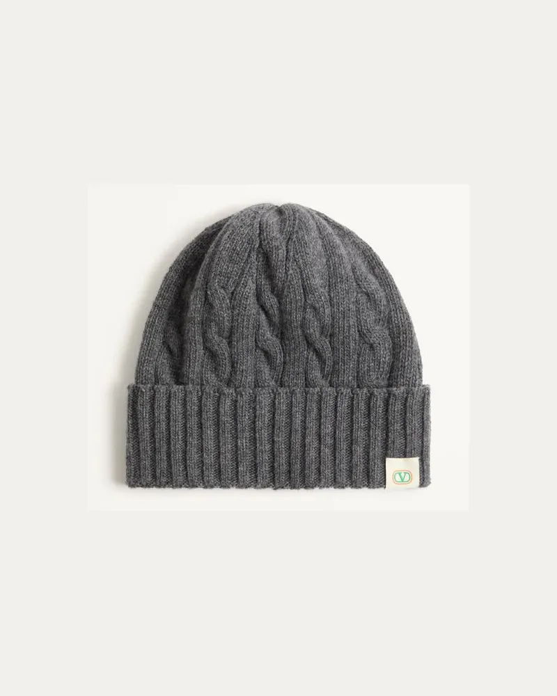 Valentino Garavani Valentino Beanie aus Wolle Mann DUNKELGRAU Dunkelgrau