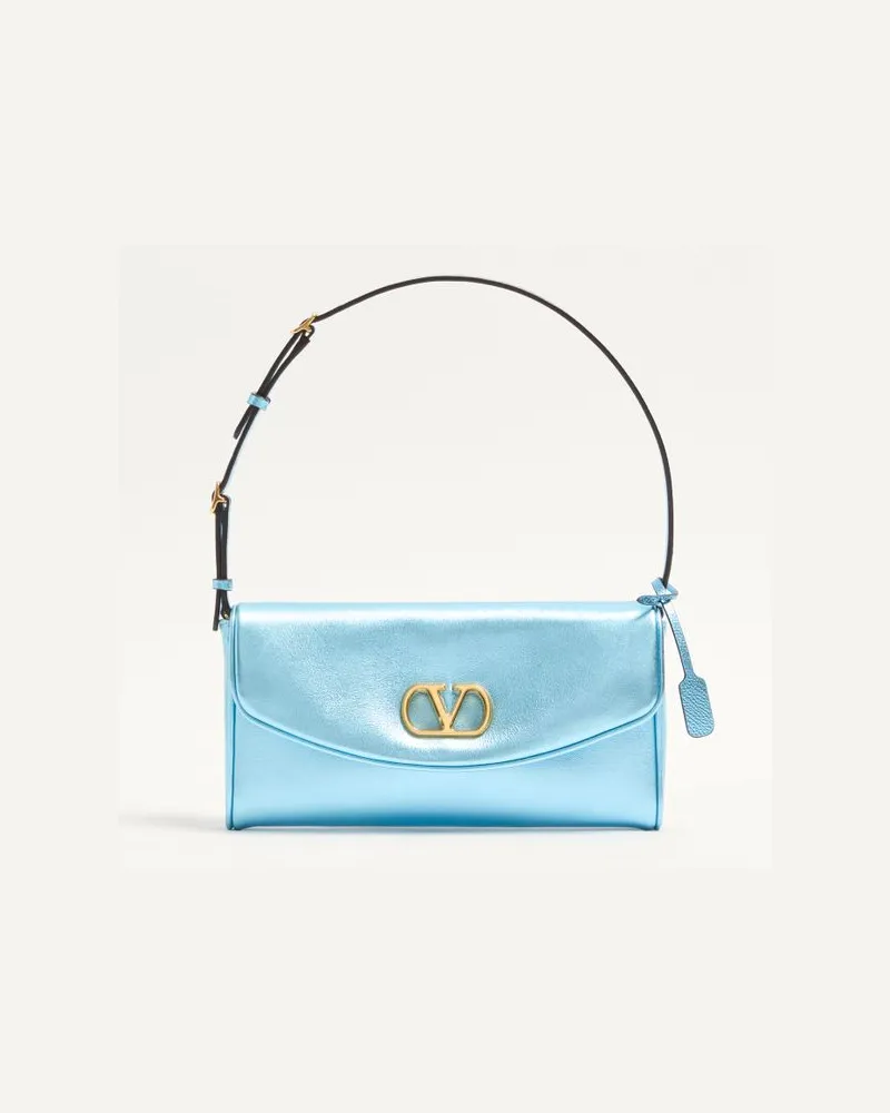 Valentino Garavani Kleine Valentino Garavani DeVain Schultertasche Aus Beschichtetem Nappaleder Frau HIMMELBLAU Himmelblau