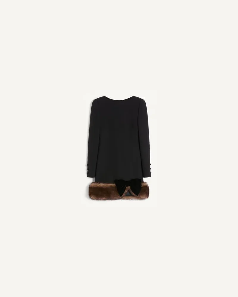 Valentino Garavani Kurzes Woll-Crepe-Kleid Frau SCHWARZ Schwarz
