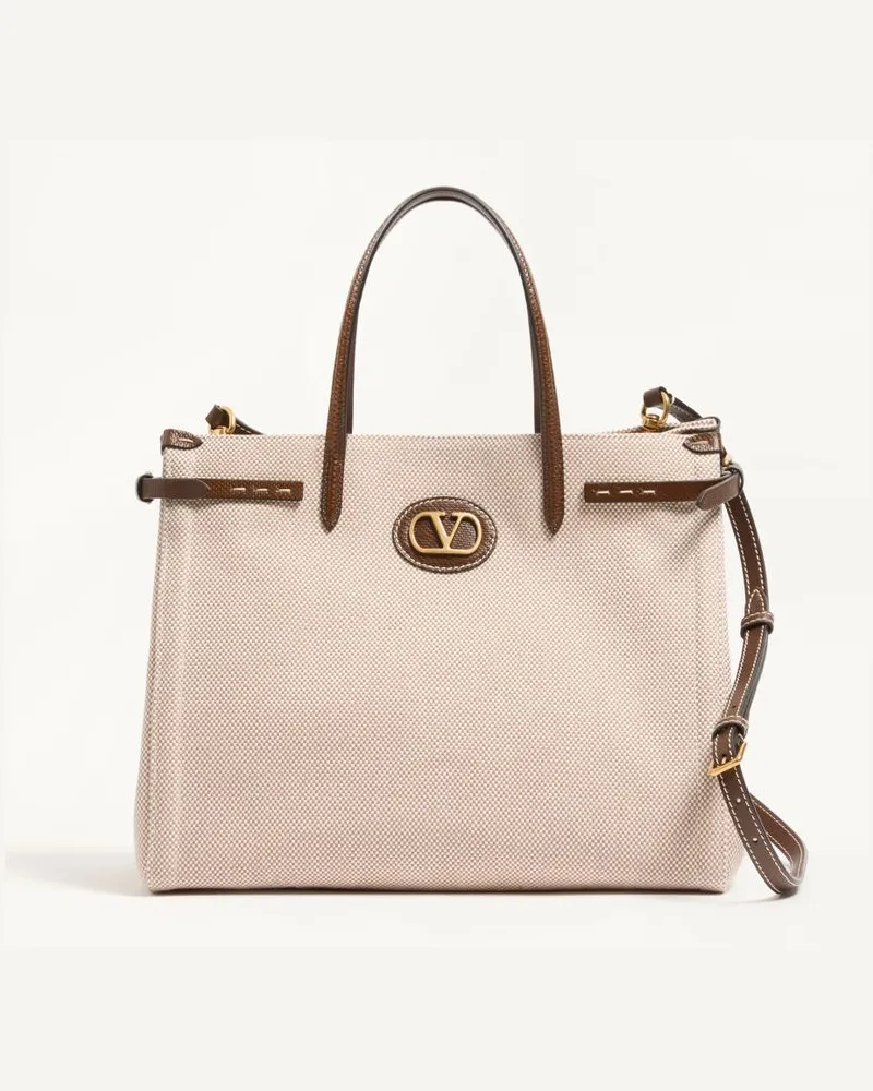Valentino Garavani Valentino Garavani Antibes Mittelgrosser Shopper Aus Canvas Mann NATUR Natur