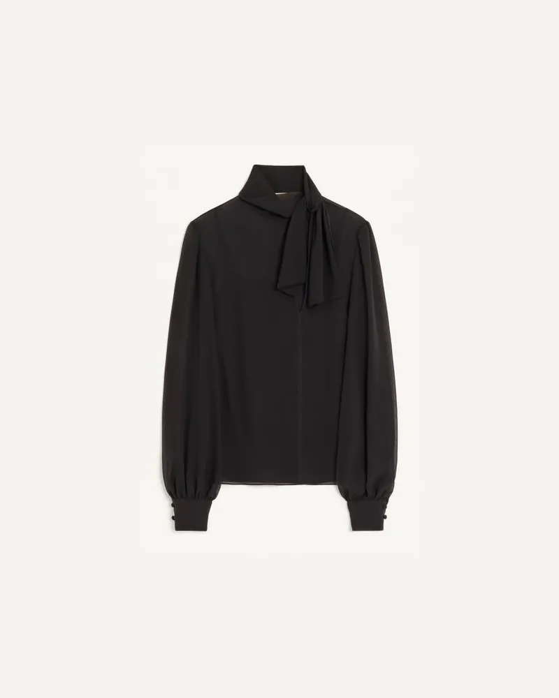 Valentino Garavani Leichtes Georgette-Top mit Schal Frau SCHWARZ Schwarz