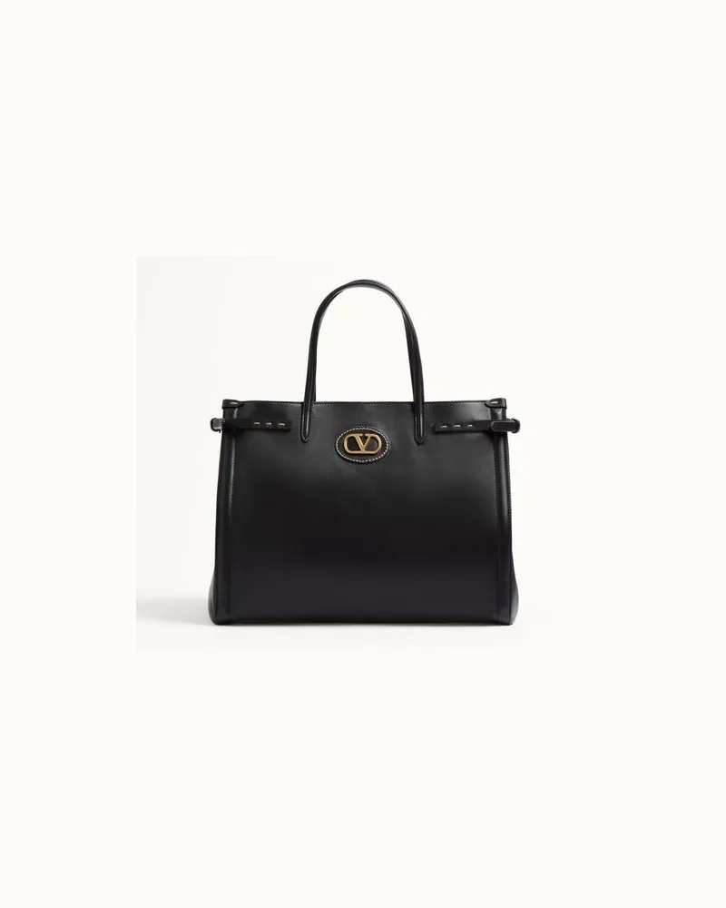 Valentino Garavani Valentino Garavani Antibes Mittelgrosser Shopper Aus Kalbsleder Frau SCHWARZ Schwarz