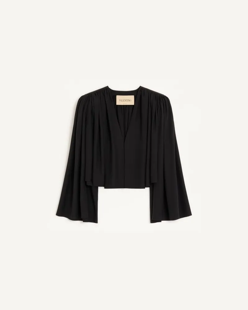 Valentino Garavani Jacke aus Satin-Sablé mit gerafftem Detail Frau SCHWARZ Schwarz