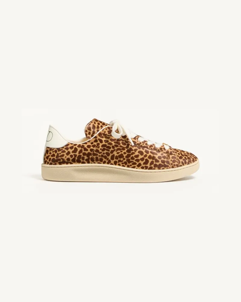 Valentino Garavani Royco Sneaker aus Kalbshaar mit Fauve-Eclat-Print und Nappa-Kalbsleder Mann BRAUN Braun