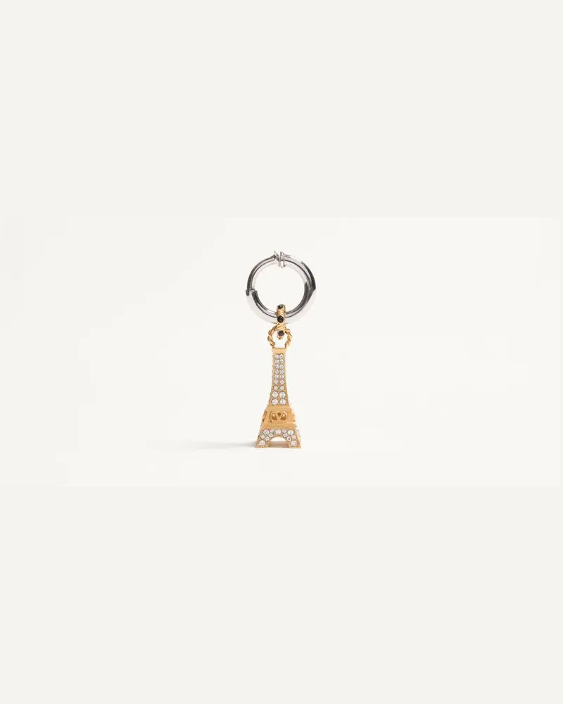 Valentino Garavani Einzelner Valentino Garavani Chez Valentino Ohrring Aus Metall Und Swarovski-Kristallen Mann PALLADIUM/ANTIQUE BRASS Palladium