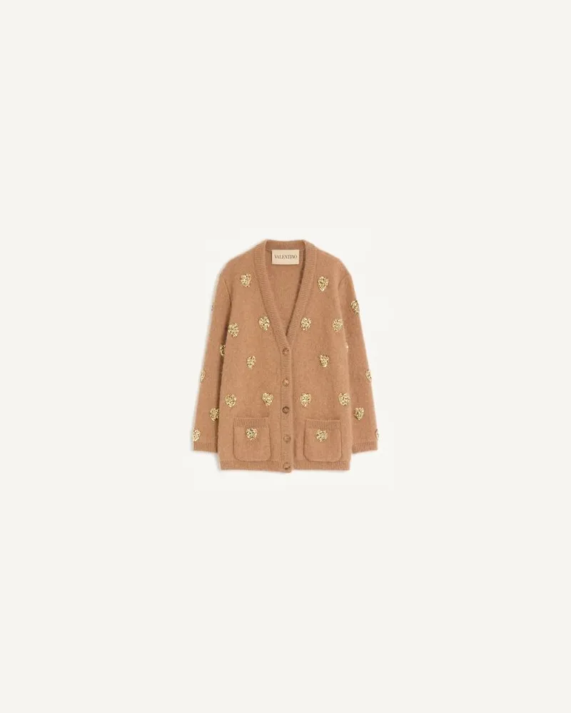 Valentino Garavani Bestickter Cardigan Frau KAMEL/GOLD Kamel