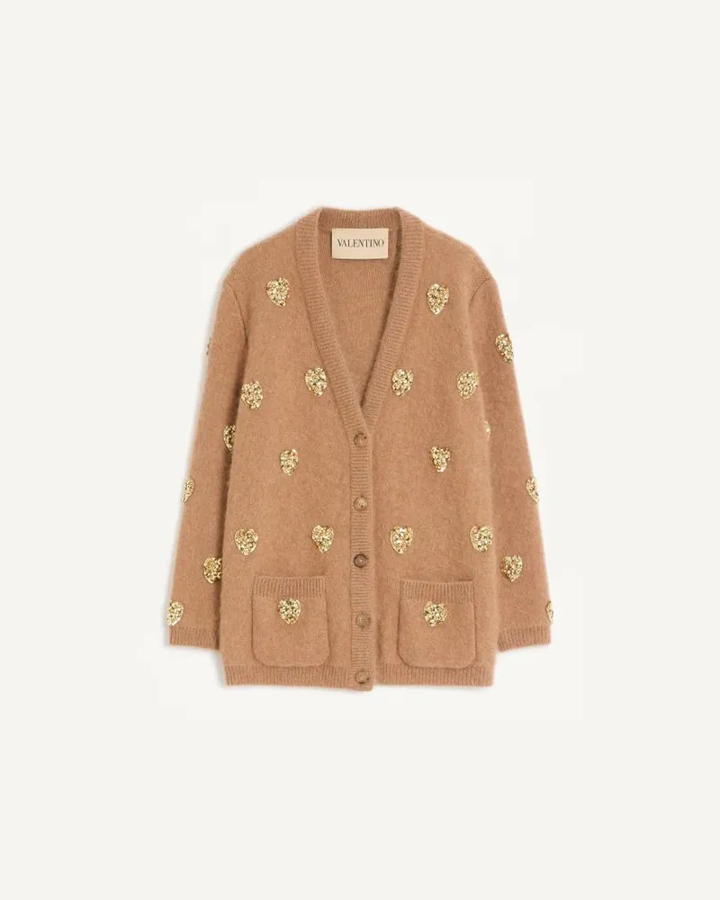 Valentino Garavani Bestickter Cardigan Frau KAMEL/GOLD Kamel