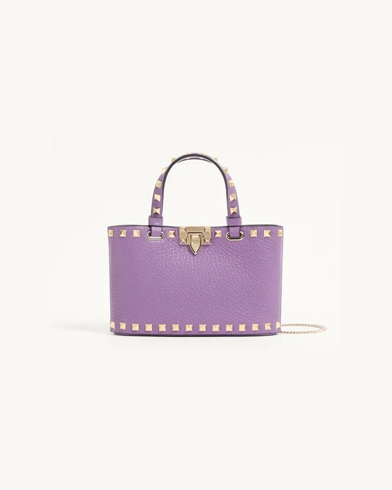 Valentino Garavani Valentino Garavani Rockstud Mini-Shopper Aus Genarbtem Kalbsleder Frau LILA Lila