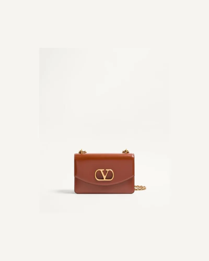 Valentino Garavani Valentino Garavani Vain Schultertasche Aus Glänzendem Kalbsleder Frau DARK BRANDY Dark