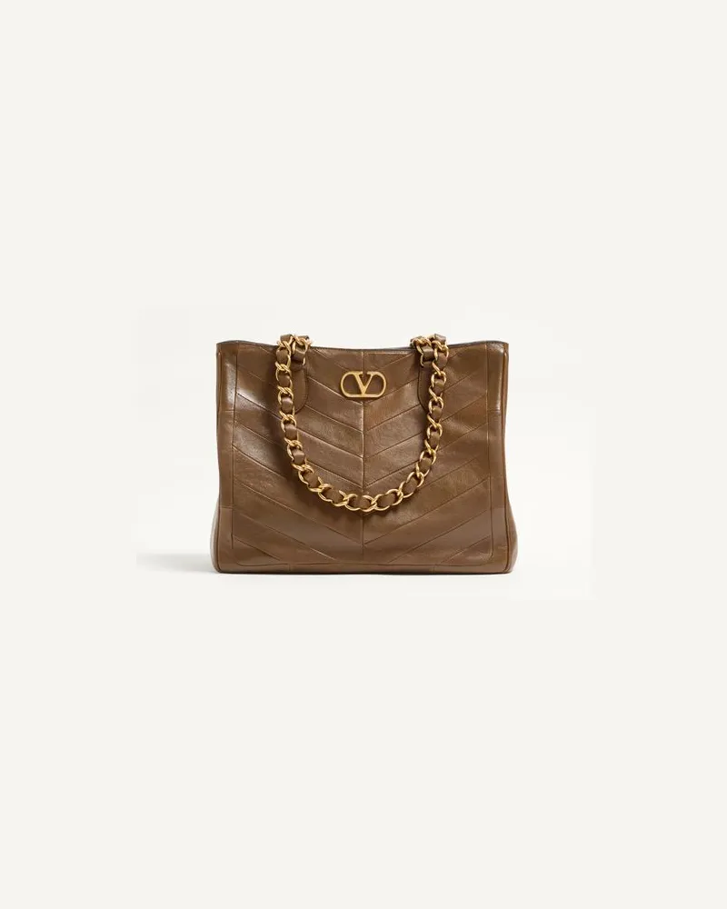 Valentino Garavani Valentino Garavani Laseine Shopper aus Nappaleder mit Chevron-Muster Frau TUNDRA Tundra