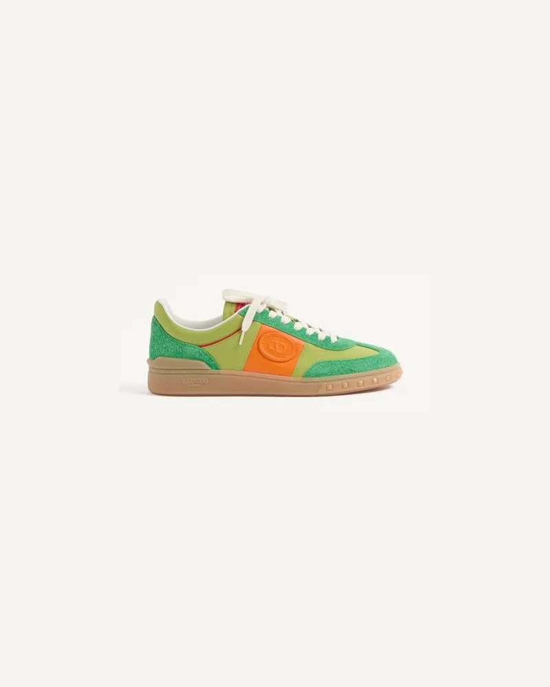 Valentino Garavani Upvillage Low-Top-Sneaker Aus Kernleder Und Nylon Mann GREEN BRIAR/CHARTREUSE/PUMPKIN/KORAL Green