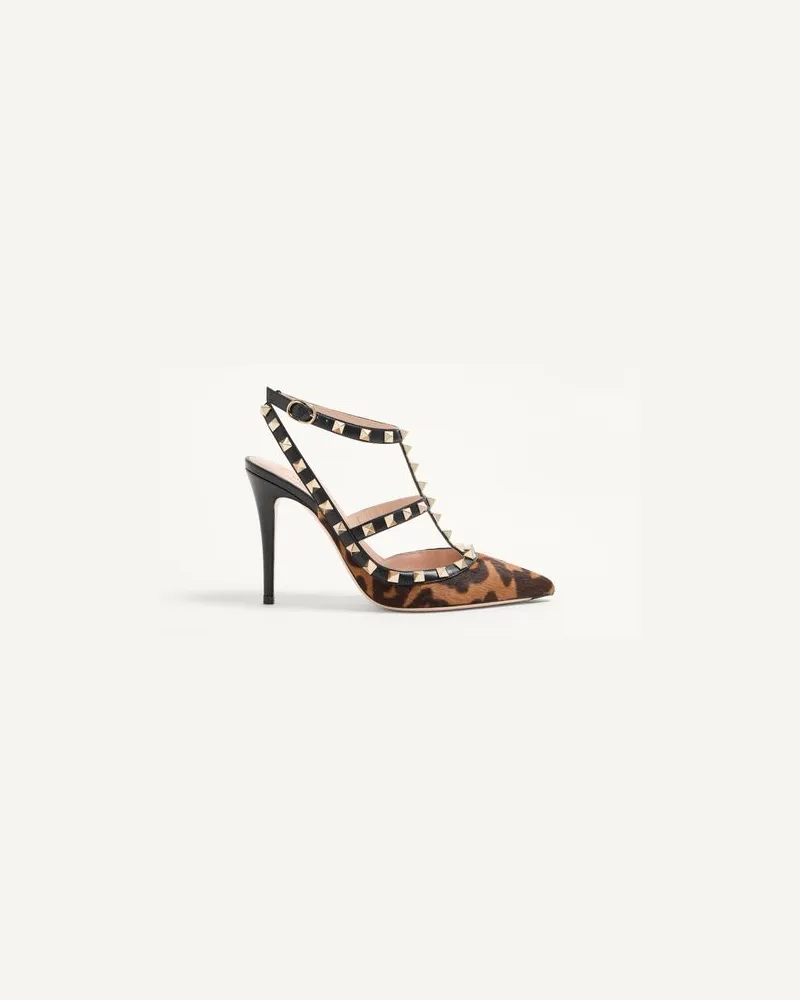 Valentino Garavani Rockstud Pumps Mit Riemchen Aus Kalbsleder Mit Pony-Effekt 100 Mm Frau ANIMALIER Animalier