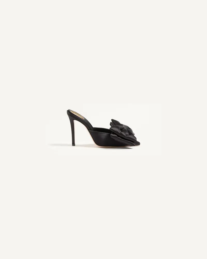 Valentino Garavani Yolande Mules aus Satin, 105 mm Frau SCHWARZ Schwarz