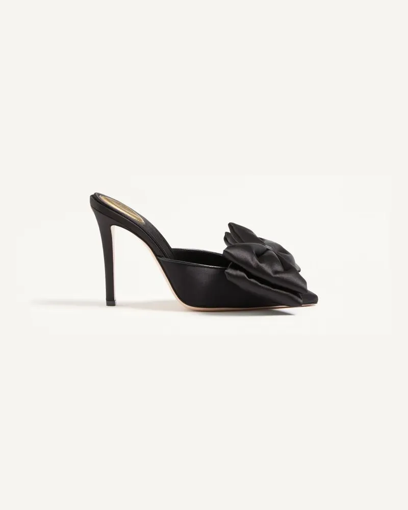 Valentino Garavani Yolande Mules aus Satin, 105 mm Frau SCHWARZ Schwarz