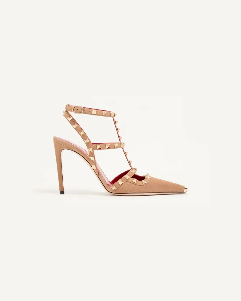 Valentino Garavani Rockstud Wildlederpumps 100mm Frau KAMEL Kamel